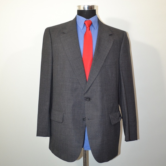 Burberry 44R Sport Coat Blazer Suit Jacket Gray Bl